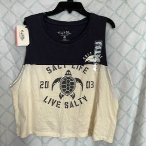 NWT Salt life crop tee with turtle